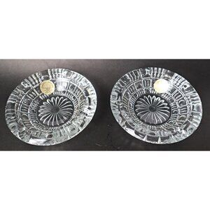 2 Vintage MCM Crystal Ashtrays Pipe Cigar Tobaciana